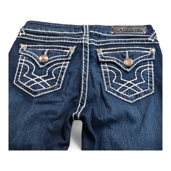 Vintage Y2K LA Idol Crystal Embellished Skinny Jeans – Size 7  US 28 - Picture 8 of 9